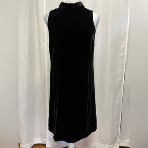 Boden black sleeveless velvet & silk dress | size 4 r